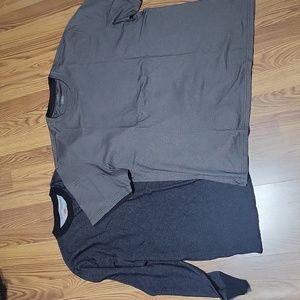 2 Mens XL shirt lot Van Heusen green Hanes Long-sleeved thermal long-john shirts